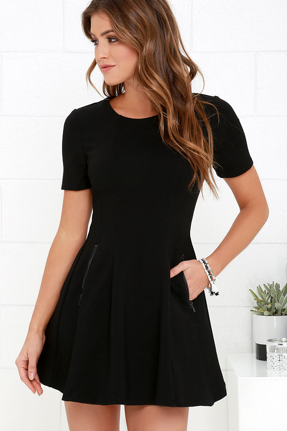 black dress with short sleeves